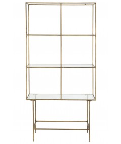 Regał 3 Półki Metal-Szkło Złoty J-Line