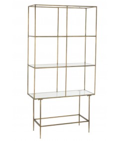 Regał 3 Półki Metal-Szkło Złoty J-Line