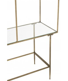 Regał 3 Półki Metal-Szkło Złoty J-Line