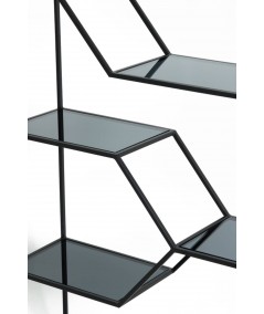 Regał  AINO 100x34x214 cm szkło dymione+czarny mat Light & Living