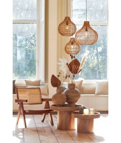 Stolik pomocniczy Ø50x35 cm KALOMO drewno ciemny brąz Light & Living