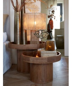 Stolik pomocniczy Ø50x35 cm KALOMO drewno ciemny brąz Light & Living