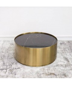 Stolik kawowy LEO czarno-złoty Ø80x35 Cm