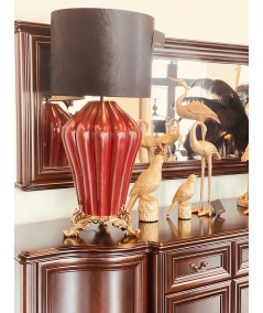 Lampa Ø34x62 SAYANG burgundy-antique bronze + czarny abażur Light & Living